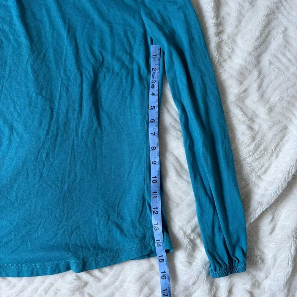 Boden Teal Blue Puff Sleeve Long Sleeve Top Size US 2 / UK 6